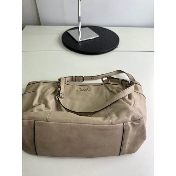 Coach F17721 Gallery Leather Shoulder Handbag Tote Purse Beige - Picture 15 of 16